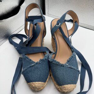DENIM WEDGE HEELS